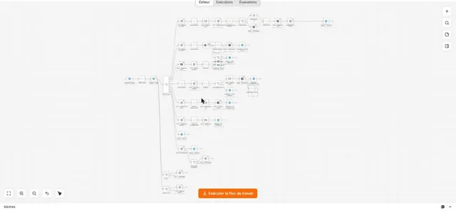 Canvas n8n du routeur de validation Telegram : 56 nœuds répartis en branches depuis un Switch.